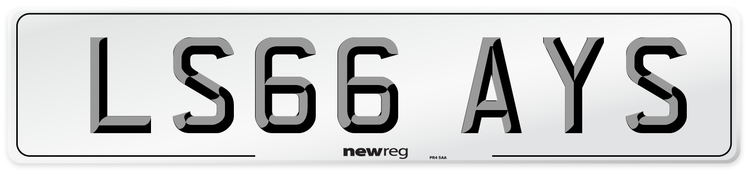 LS66 AYS Number Plate from New Reg